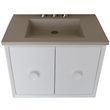 31 in. Single Wooden Vanity  White with White Concrete Top Rectangle Sink