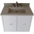 31 in. Single Wooden Vanity  White with White Concrete Top Rectangle Sink