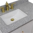 37 in. Single Wooden Vanity  White Gray Granite Rectangle Left Door.Left Sink