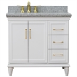 37 in. Single Wooden Vanity  White Gray Granite Rectangle Left Door.Left Sink