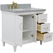37 in. Single Wooden Vanity  White Gray Granite Rectangle Left Door.Left Sink