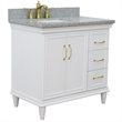 37 in. Single Wooden Vanity  White Gray Granite Rectangle Left Door.Left Sink