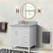 37 in. Single Wooden Vanity  White Gray Granite Rectangle Left Door.Left Sink