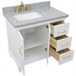 37 in. Single Wooden Vanity  White Gray Granite Rectangle Left Door.Left Sink