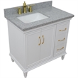 37 in. Single Wooden Vanity  White Gray Granite Rectangle Left Door.Left Sink