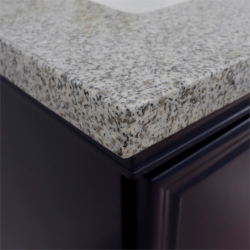 61 in. Double Wooden Vanity Blue Gray Granite Rectangle Sink