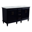 61 in. Double Wooden Vanity Blue White Quartz Rectangle Sink