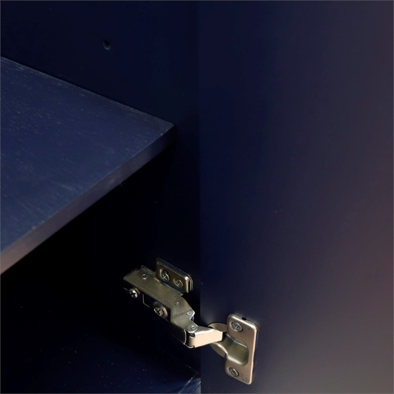 61 in. Double Wooden Vanity Blue White Quartz Rectangle Sink