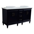 61 in. Double Wooden Vanity Blue White Quartz Round Sink