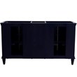 61 in. Double Wooden Vanity Blue White Quartz Round Sink