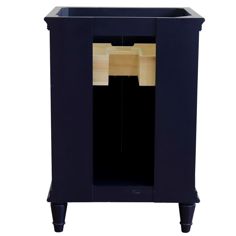 25 in. Single Wooden Vanity  Blue with Gray Granite Rectangle Sink