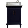 25 in. Single Wooden Vanity  Blue with Gray Granite Rectangle Sink