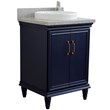 25 in. Single Wooden Vanity  Blue with Gray Granite Rectangle Sink