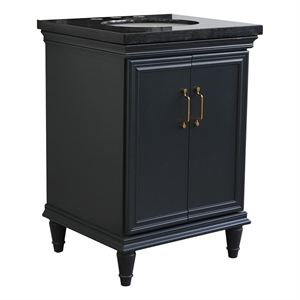 25 in. Single Wooden Vanity  Dark Gray with Black Galaxy Oval Sink