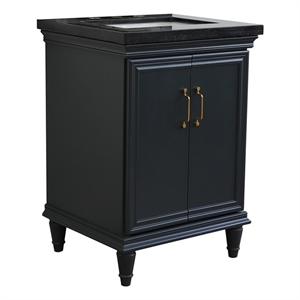25 in. Single Wooden Vanity  Dark Gray with Black Galaxy Rectangle Sink