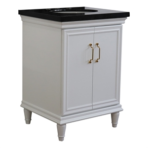 25 in. Single Wooden Vanity  White with Black Galaxy Oval Sink