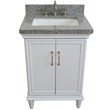 25 in. Single Wooden Vanity  White with Gray Granite Rectangle Sink