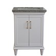 25 in. Single Wooden Vanity  White with Gray Granite Rectangle Sink
