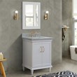 25 in. Single Wooden Vanity  White with Gray Granite Rectangle Sink