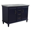 49 in. Double Wooden Vanity Blue with Gray Granite Rectangle Sink