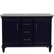 49 in. Double Wooden Vanity Blue with Gray Granite Rectangle Sink