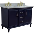 49 in. Double Wooden Vanity Blue with Gray Granite Rectangle Sink