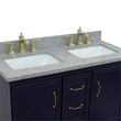 49 in. Double Wooden Vanity Blue with Gray Granite Rectangle Sink