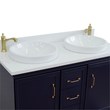 49 in. Double Wooden Vanity Blue with White Quartz Round Sink