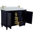 49 in. Double Wooden Vanity Blue with White Quartz Round Sink