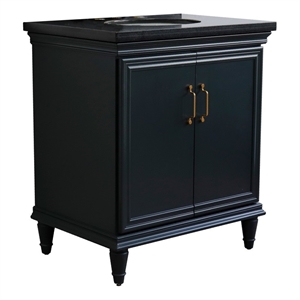 31 in. Single Wooden Vanity  Dark Gray with Black Galaxy Oval Sink