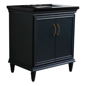 31 in. Single Wooden Vanity  Dark Gray with Black Galaxy Rectangle Sink