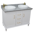 49 in. Double Wooden Vanity White with Gray Granite Rectangle Sink