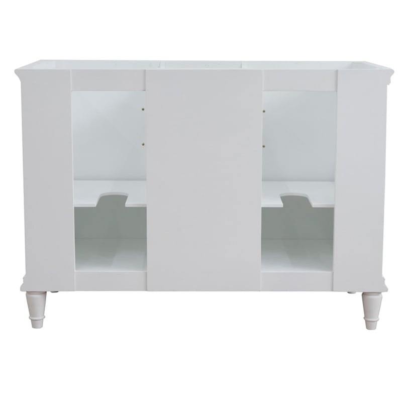 49 in. Double Wooden Vanity White with Gray Granite Rectangle Sink