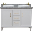49 in. Double Wooden Vanity White with Gray Granite Rectangle Sink