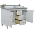 49 in. Double Wooden Vanity White with Gray Granite Rectangle Sink