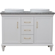 49 in. Double Wooden Vanity White with Gray Granite Rectangle Sink