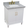 31 in. Single Wooden Vanity  White with Gray Granite Rectangle Sink