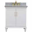 31 in. Single Wooden Vanity  White with Gray Granite Rectangle Sink
