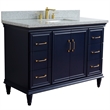 49 in. Single Wooden Vanity  Blue with Gray Granite Rectangle Sink