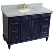 49 in. Single Wooden Vanity  Blue with Gray Granite Rectangle Sink