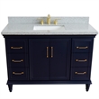 49 in. Single Wooden Vanity  Blue with Gray Granite Rectangle Sink