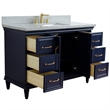 49 in. Single Wooden Vanity  Blue with Gray Granite Rectangle Sink