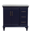 37 in. Single Wooden Vanity  Blue Gray Granite Rectangle Left Door.Left Sink