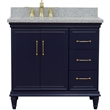 37 in. Single Wooden Vanity  Blue Gray Granite Rectangle Left Door.Left Sink
