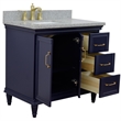37 in. Single Wooden Vanity  Blue Gray Granite Rectangle Left Door.Left Sink