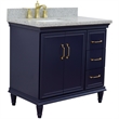 37 in. Single Wooden Vanity  Blue Gray Granite Rectangle Left Door.Left Sink