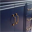37 in. Single Wooden Vanity  Blue Gray Granite Rectangle Left Door.Left Sink