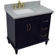 37 in. Single Wooden Vanity  Blue Gray Granite Rectangle Left Door.Left Sink