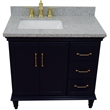 37 in. Single Wooden Vanity  Blue Gray Granite Rectangle Left Door.Left Sink