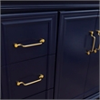 37 in. Single Wooden Vanity  Blue White Quartz Round Right Door.Right
